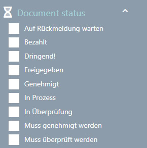 Filter settings document status